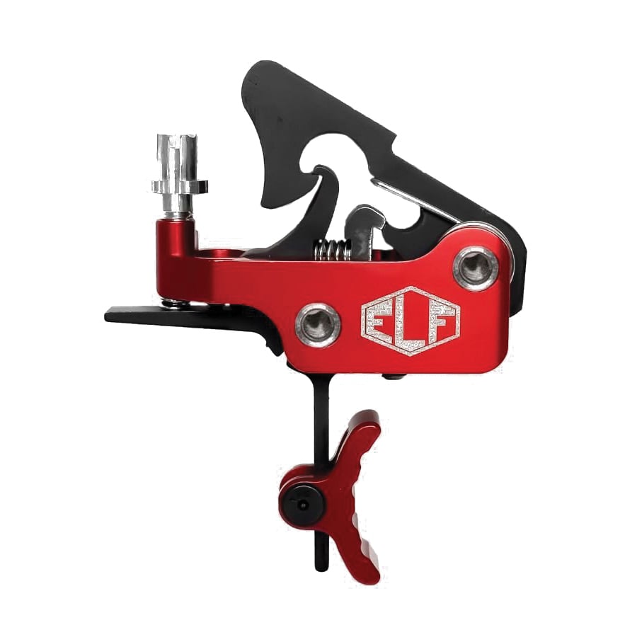 Elftmann Tactical Apex Pro Adjustable Trigger - Curved Drop-In with Red Shoe/Adjustment Knob for Peak Performance and Custom Fit - APEX-PRO-R-C-FA - Elftmann