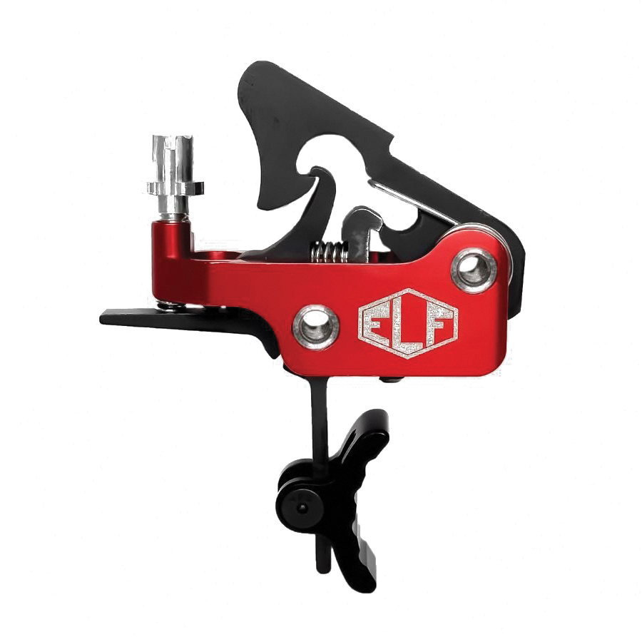 Elftmann Tactical Apex Pro Adjustable Trigger - Curved Drop-In with Black Shoe and Red Adjustment Knob for Enhanced Performance - APEX-PRO-B-C-FA - Elftmann