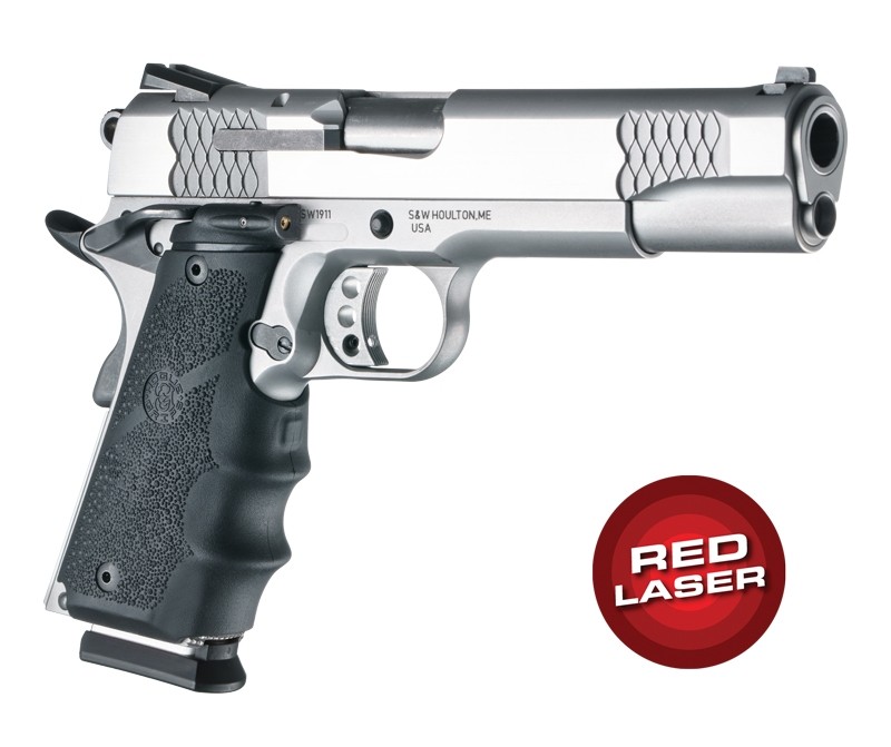Hogue OverMolded Red Laser Enhanced Grip, 1911 Government - 45080 - Hogue