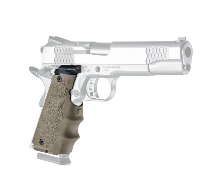 Hogue Laser Enhanced Grip w/ Finger Groove for 1911 Pistol, Flat Dark Earth - 45083 - Hogue