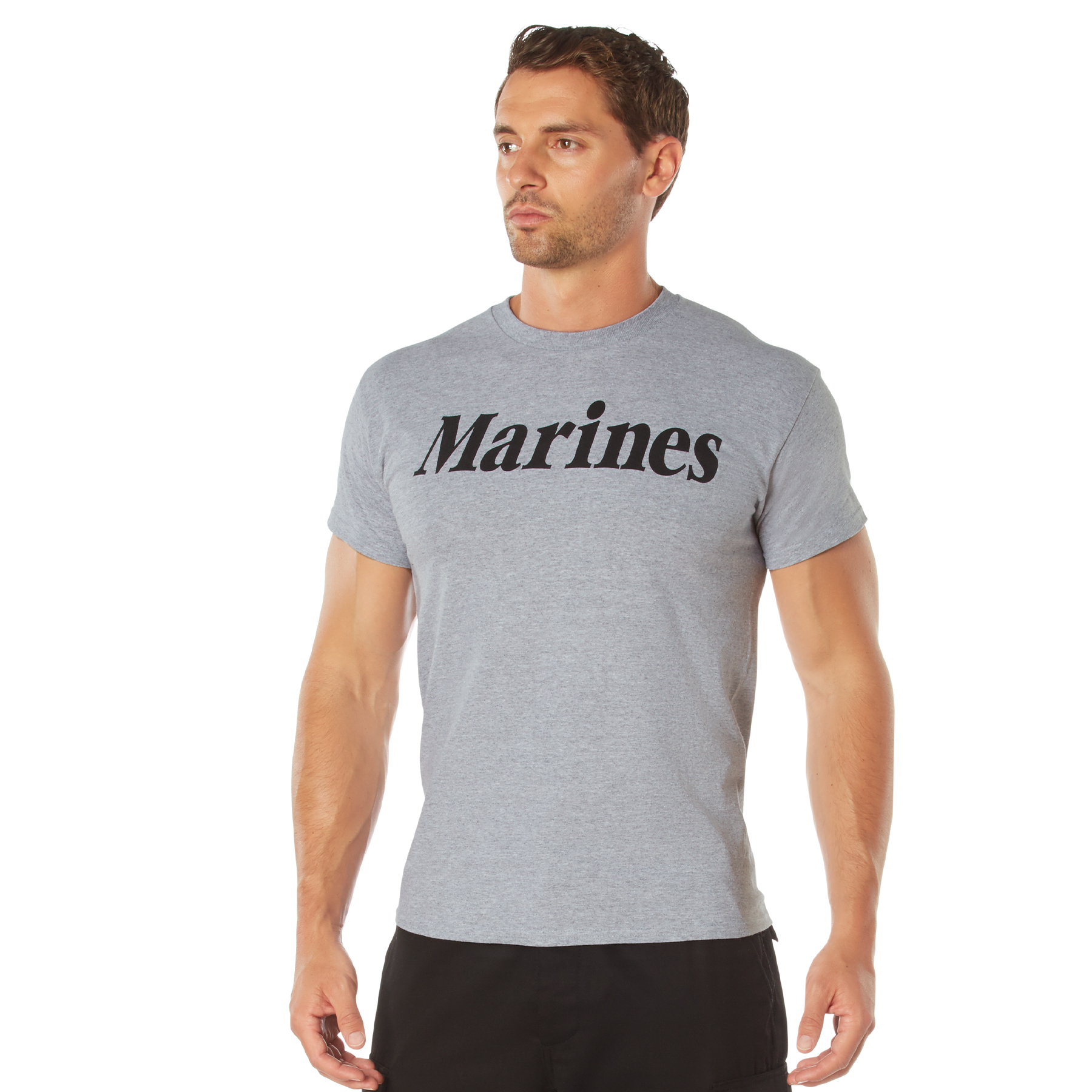 Rothco Rothco Grey Physical Training T-Shirt - Large, Emblem Marines