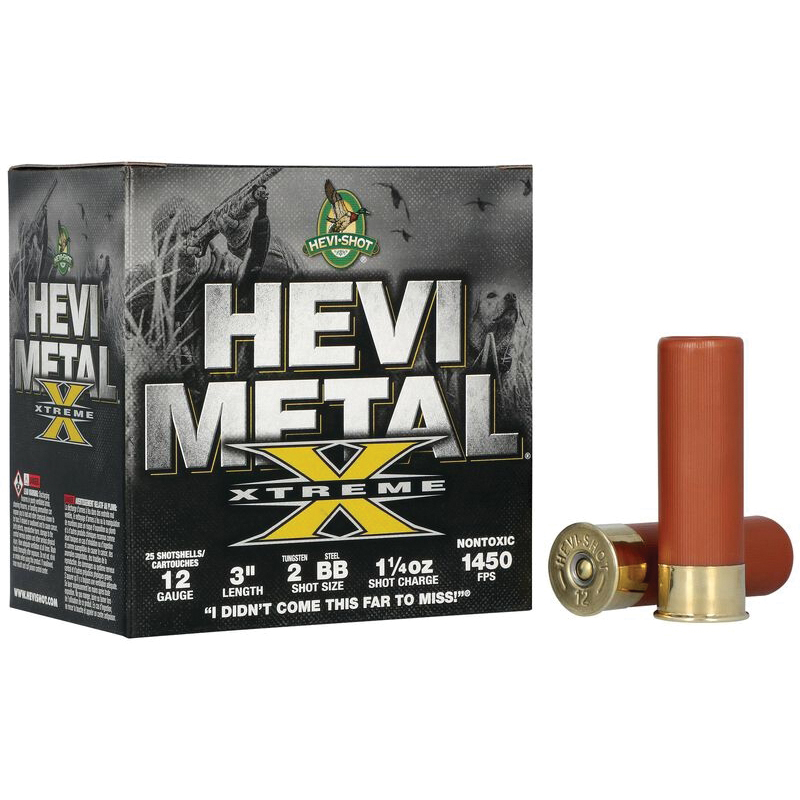 Hevishot HEVI-Metal Xtreme 12 Gauge 3" BB/#2 1-1/4 oz 25rds Shotshell - High-Impact for Tough Targets - HS38188 - Hevi-Shot