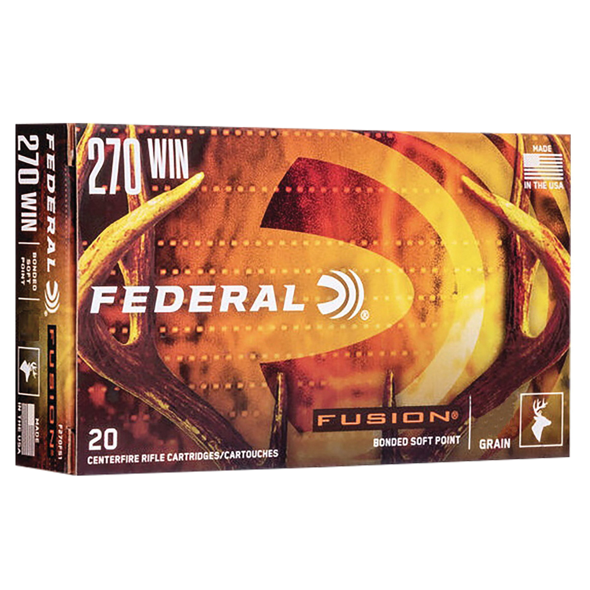 Federal Fusion Tipped .270 Winchester 150 gr Bonded SP 20rds Rifle Ammo for Reliable Hunting - F270TFS2 - Federal