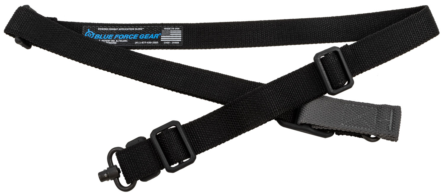 Blue Force Gear Vickers 221 One-Two Point Push Button Swivel Sling, Black Cordura - VCAS-2TO1-PB-125-AA-BK