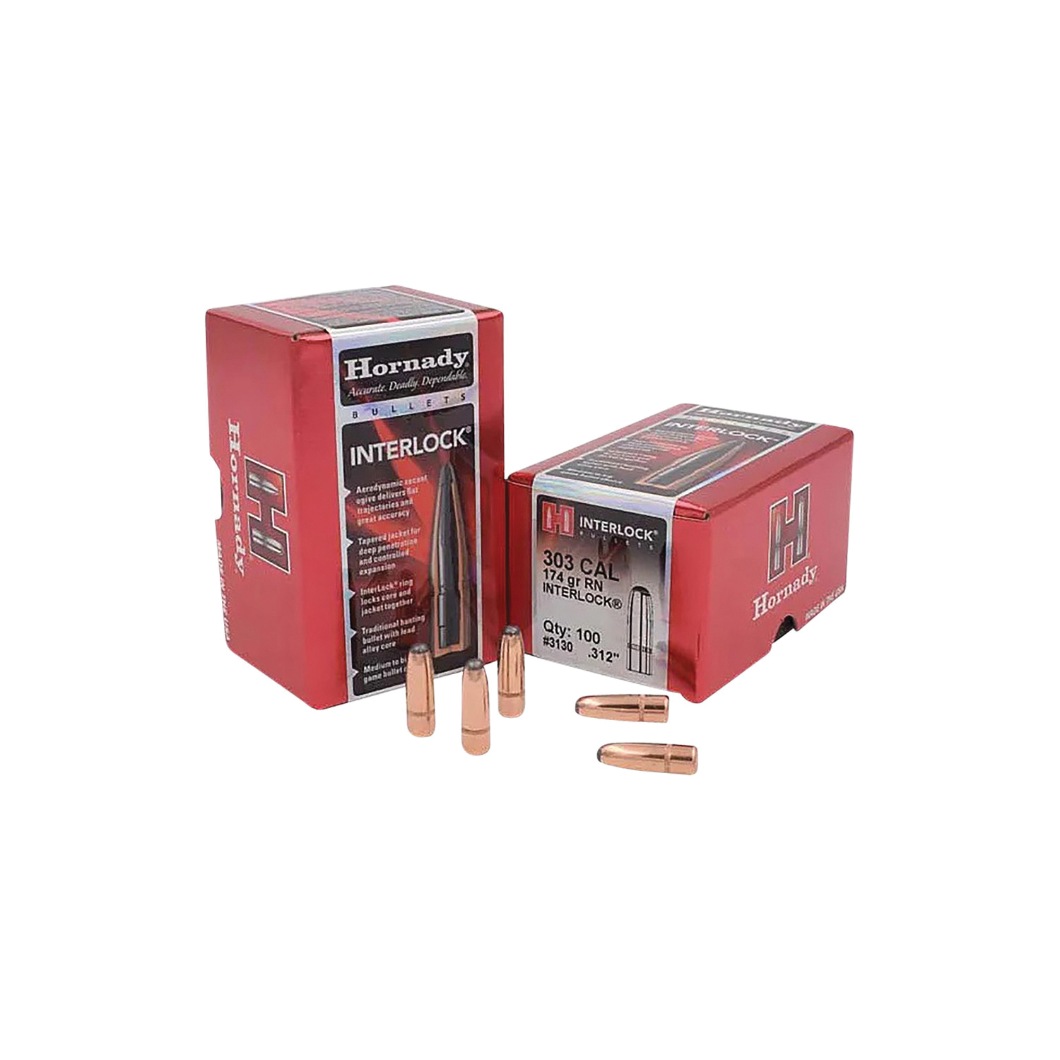Hornady Varmint .303 Cal 174 gr Reloading Bullets  RN 100rds - 3130 - Hornady