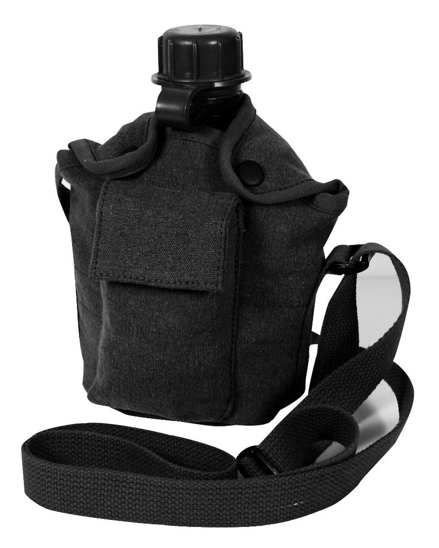 Rothco Rothco Vintage Canvas Carry-All Canteen Cover With Shoulder Strap - Black