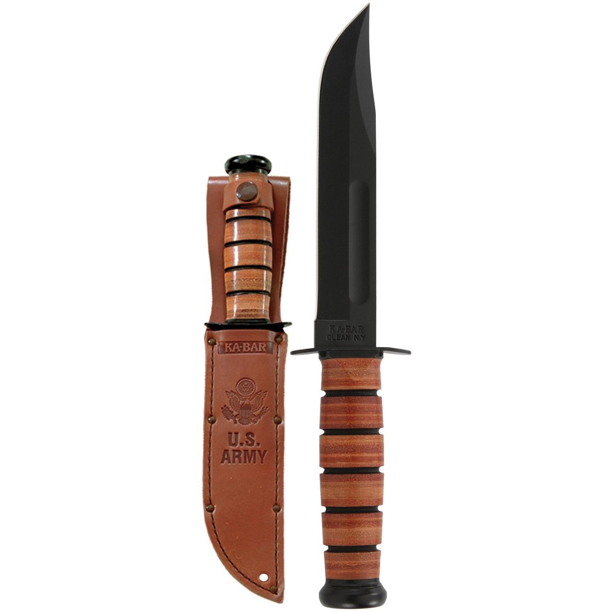 KA-BAR Knives Army Fixed Knife Clip Point Brown - Durable, Lightweight and Reliable Handle - 1220 - Ka-Bar
