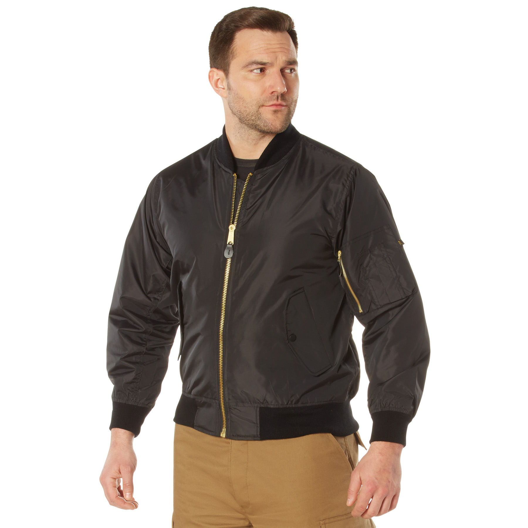 Rothco Rothco Lightweight Enhanced Nylon Ma-1 Flight Jacket - Black, X-Large