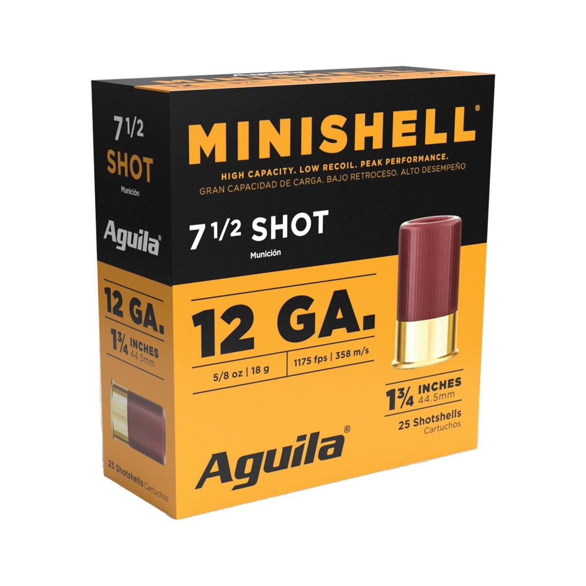 Aguila Minishell 12 Gauge 1-3/4" #7.5 5/8 oz 25rds Shotshell - Miniature Shell for Efficient Hunting - 1CHB1387