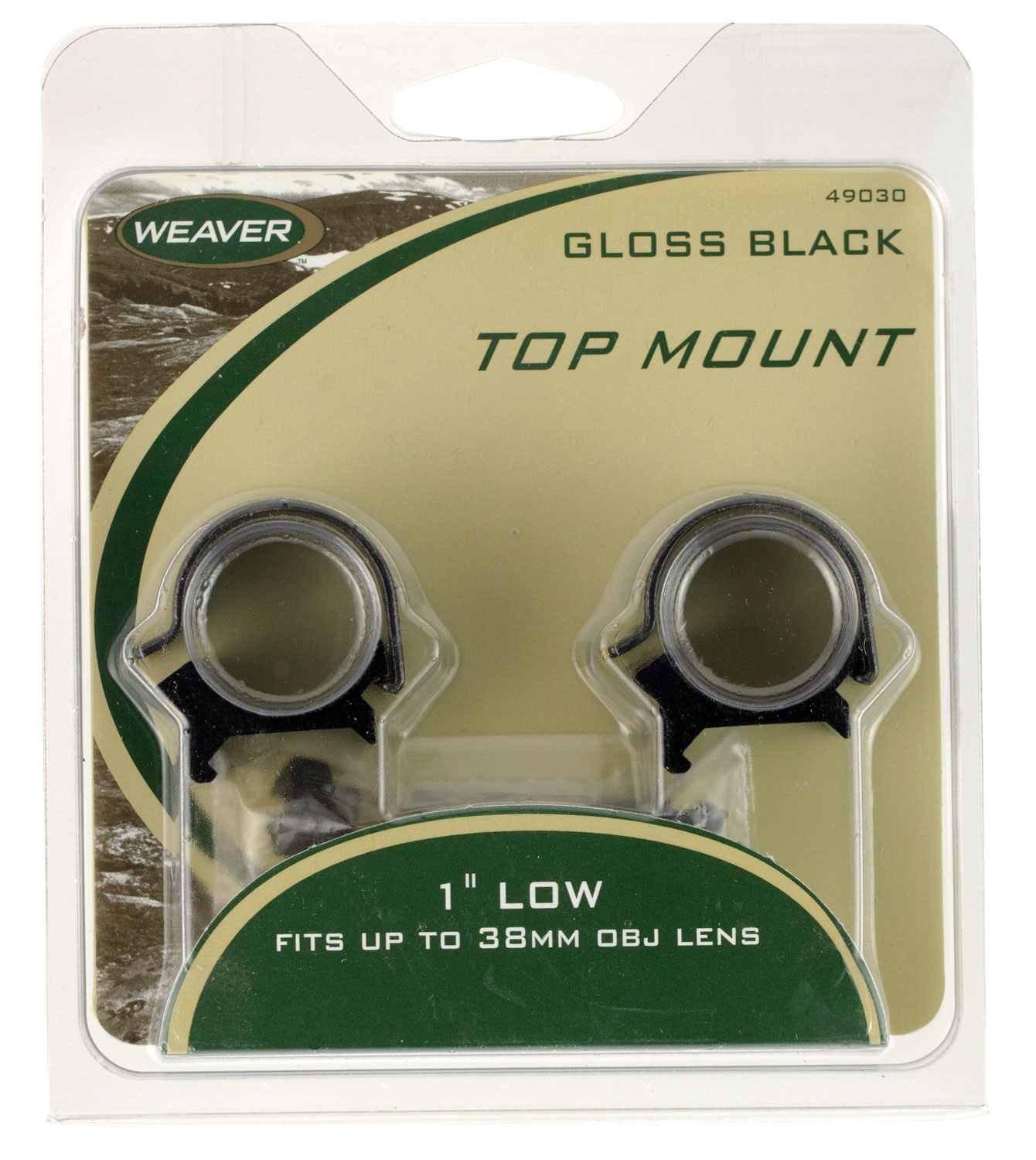 Weaver 1" Low Steel Strap Aluminum Saddle Detachable Top Mount 2-Piece Scope Ring, Glossy Black - 49030 - Weaver