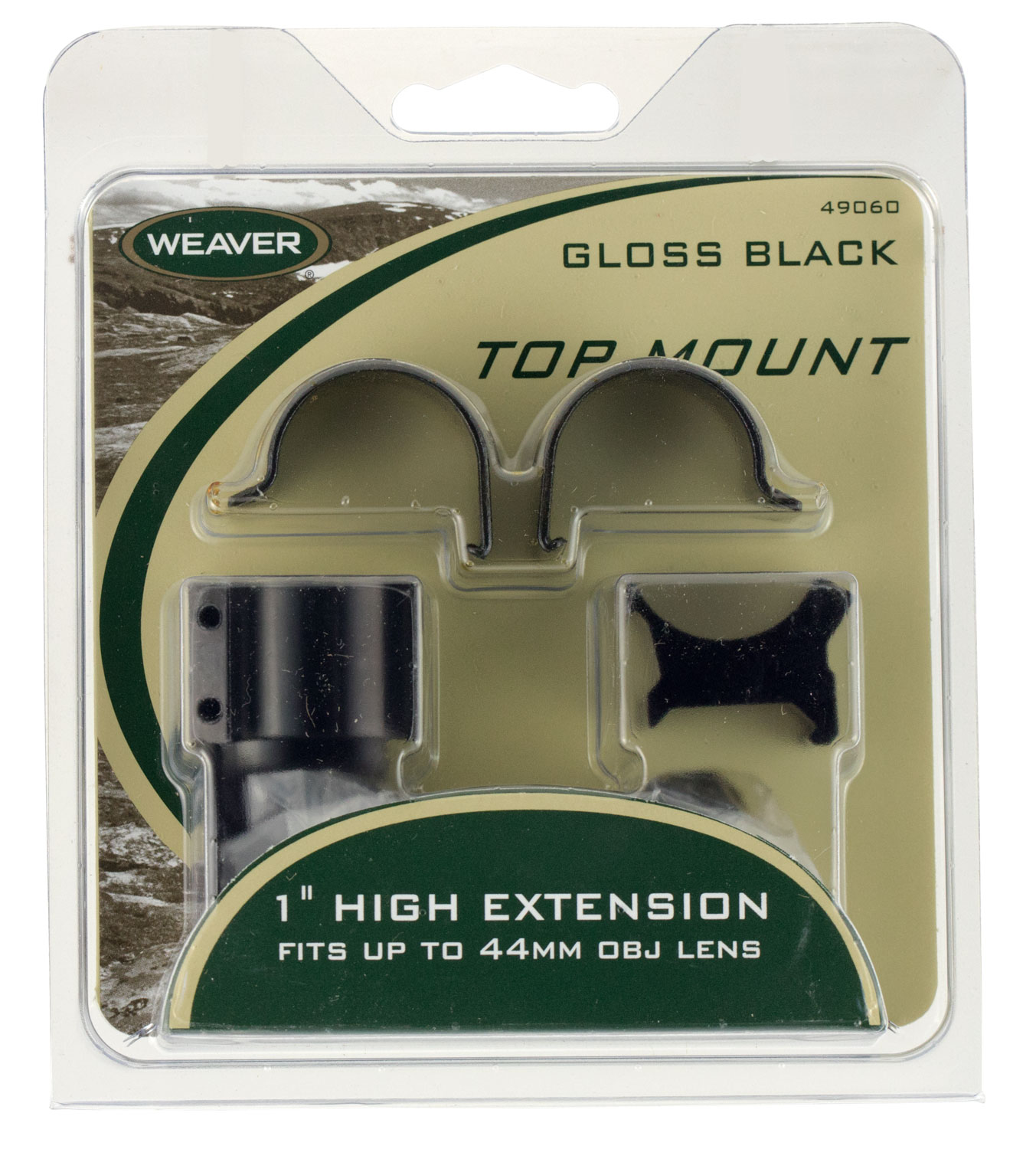 Weaver 1" High Steel Strap Aluminum Saddle Detachable Extension Top Mount Scope Ring, Glossy Black - 49060 - Weaver