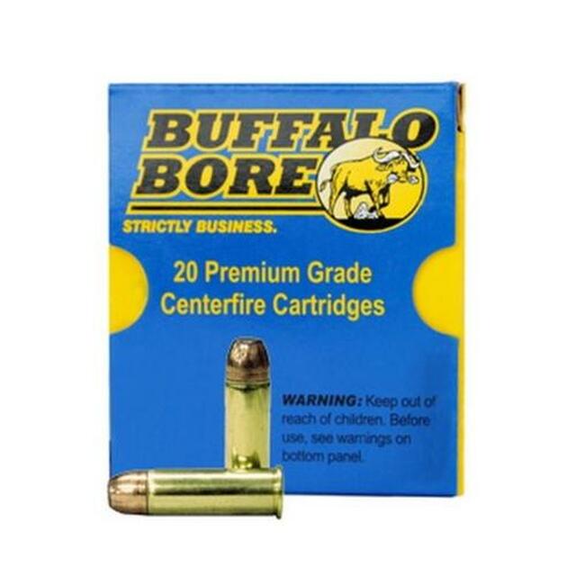 Buffalo Bore Heavy 44 Rem Mag 300 grain Jacketed Flat Nose Pistol and Handgun Ammo, 20/Box - 4B/20 - Buffalo Bore