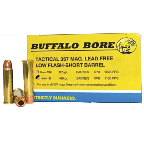 Buffalo Bore Buffalo Bore 357 Mag 140 grain Barnes XPB Lead-Free Short Barrel Low Flash Handgun Ammo, 20/Box - 19I/20