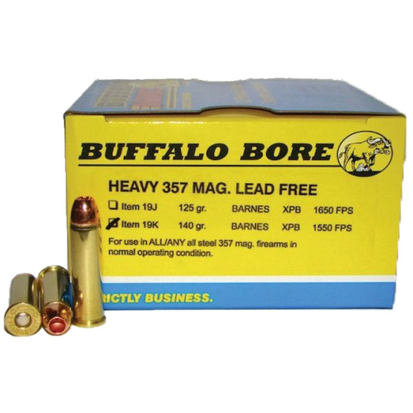 Buffalo Bore Heavy 357 Mag 140 grain Barnes XPB Lead-Free Handgun Ammo, 20/Box - 19K/20 - Buffalo Bore