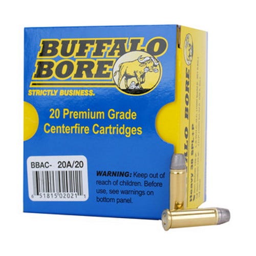 Buffalo Bore 38 Special +P 158 grain Lead Soft Cast Hollow Point - Gas Checked Pistol and Handgun Ammo, 20/Box - 20A/20 - Buffalo Bore