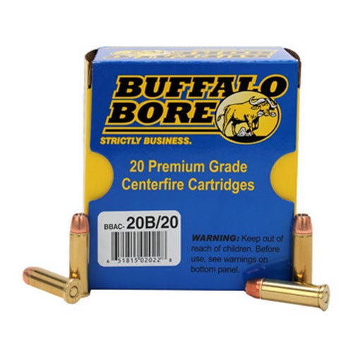 Buffalo Bore Heavy 38 Special +P 125 grain Jacketed Hollow Point Pistol and Handgun Ammo, 20/Box - 20B/20 - Buffalo Bore