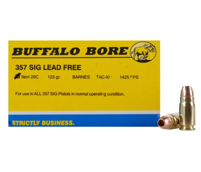 Buffalo Bore 357 SIG 125 grain Barnes TAC-XP Lead-Free Low Flash Handgun Ammo, 20/Box - 25C/20 - Buffalo Bore