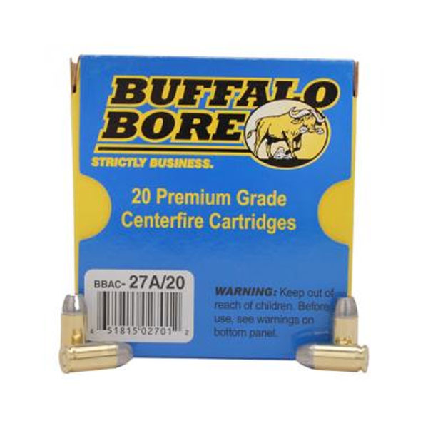 Buffalo Bore 380 ACP +P 100 grain Hard Cast Flat Nose Pistol and Handgun Ammo, 20/Box - 27A/20 - Buffalo Bore