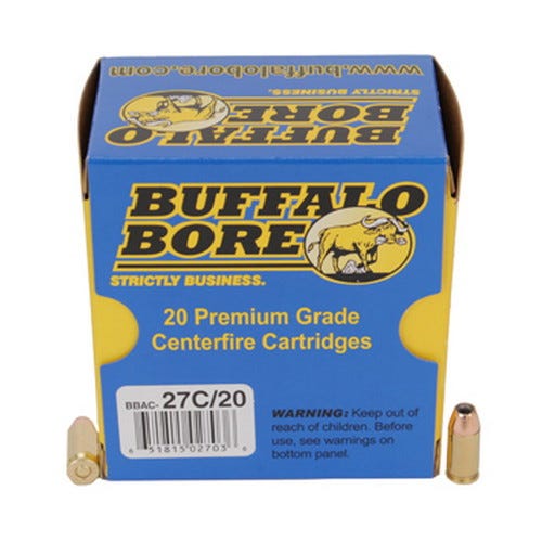 Buffalo Bore 380 ACP +P 90 grain Jacketed Hollow Point Pistol and Handgun Ammo, 20/Box - 27C/20 - Buffalo Bore