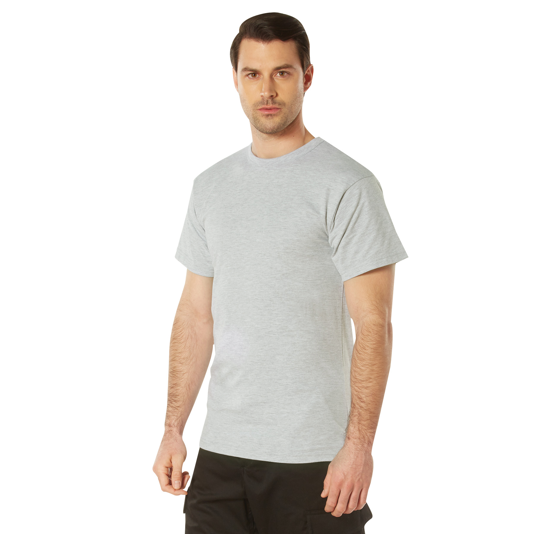 Rothco Rothco Solid Color T-Shirt With Cotton - Polyester Blend, Heather Grey, Medium