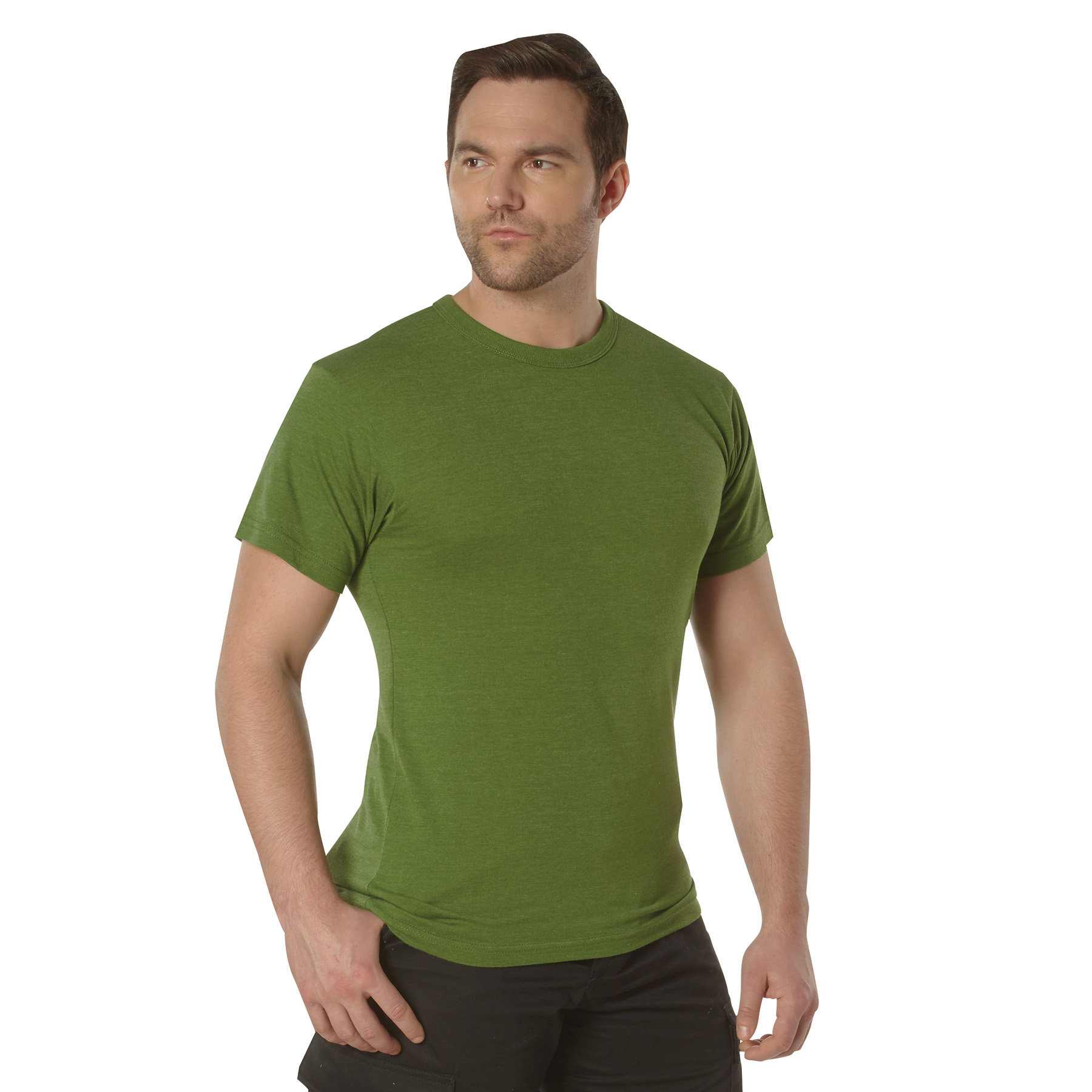 Rothco Rothco Solid Color T-Shirt With Cotton - Polyester Blend, Heather Green, Large