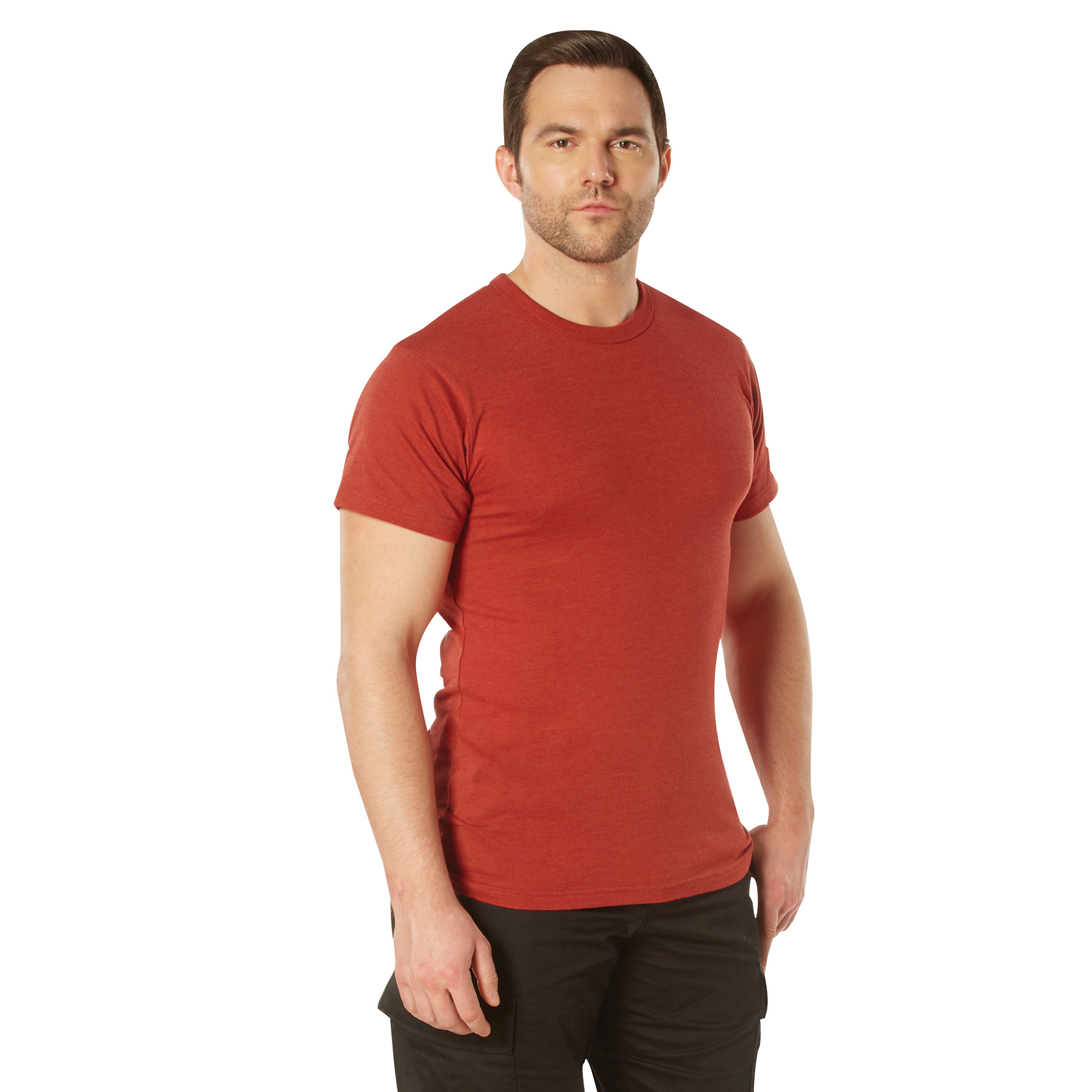 Rothco Rothco Solid Color T-Shirt With Cotton - Polyester Blend, Heather Red, 3X-Large