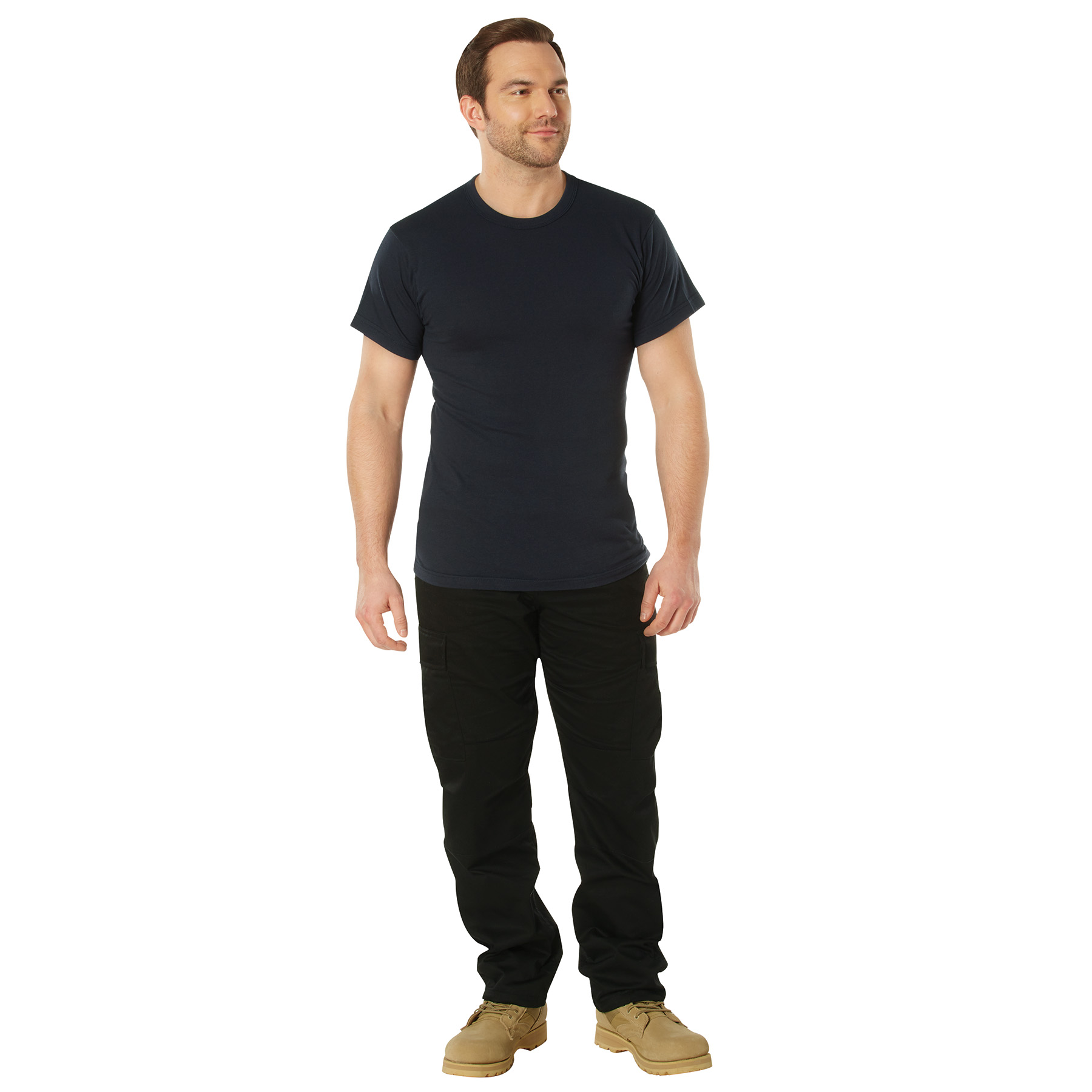 Rothco Rothco Solid Color T-Shirt With Cotton - Polyester Blend, Navy Blue, Small