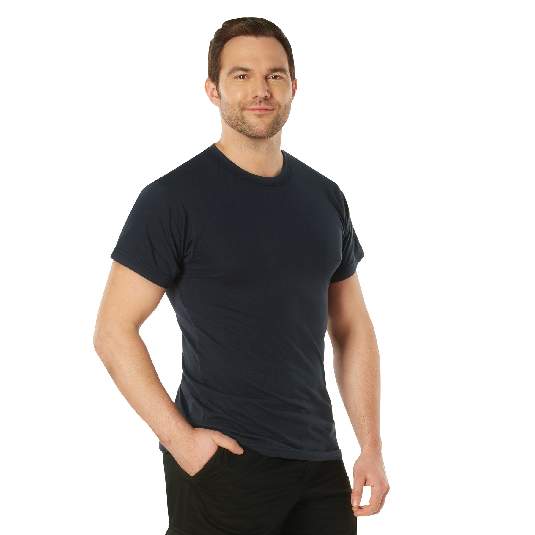 Rothco Rothco Solid Color T-Shirt With Cotton - Polyester Blend, Navy Blue, 3X-Large