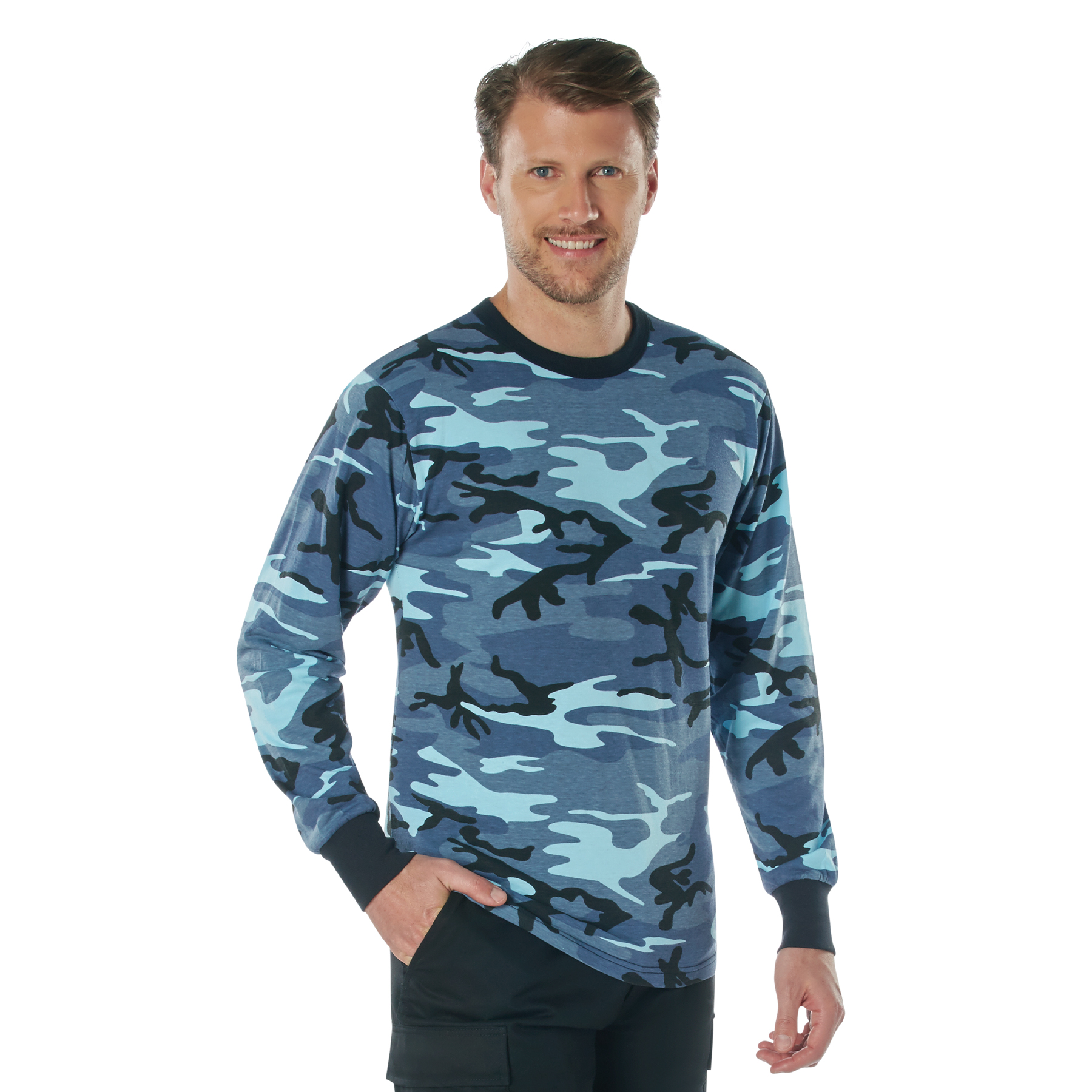 Rothco Rothco Long Sleeve Color Camo T-Shirt - Sky Blue Camo, Large