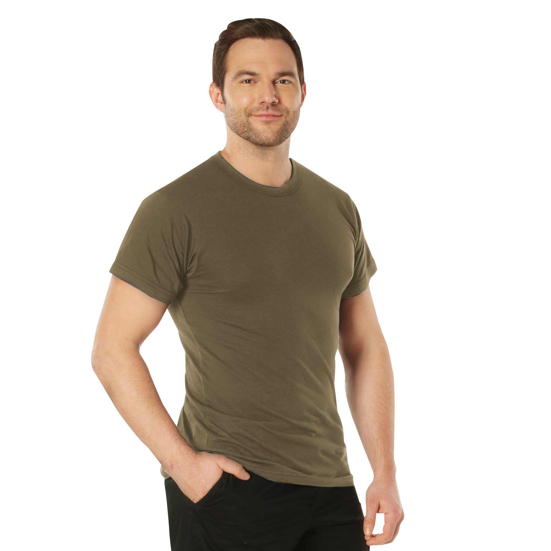 Rothco Rothco Solid Color T-Shirt With Cotton - Polyester Blend, Brown, Medium