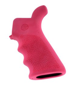 Hogue Overmolded AR-15 Pink Beavertail Pistol Grip with Finger Grooves 15027 - Hogue