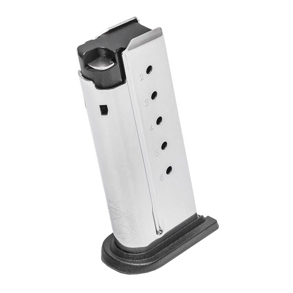 Springfield Armory XD-SA .40 S&W 6 Round Magazine w/ Black Base Plate, Stainless Steel XDS4006