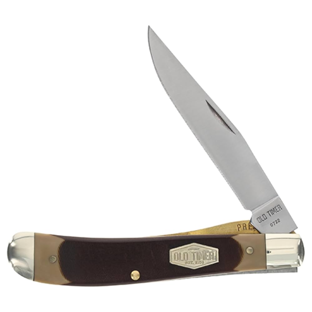 Old Timer Gunstock Trapper Folding Pocket Knife Clip Point, Black - 1179228 - Bti Tools