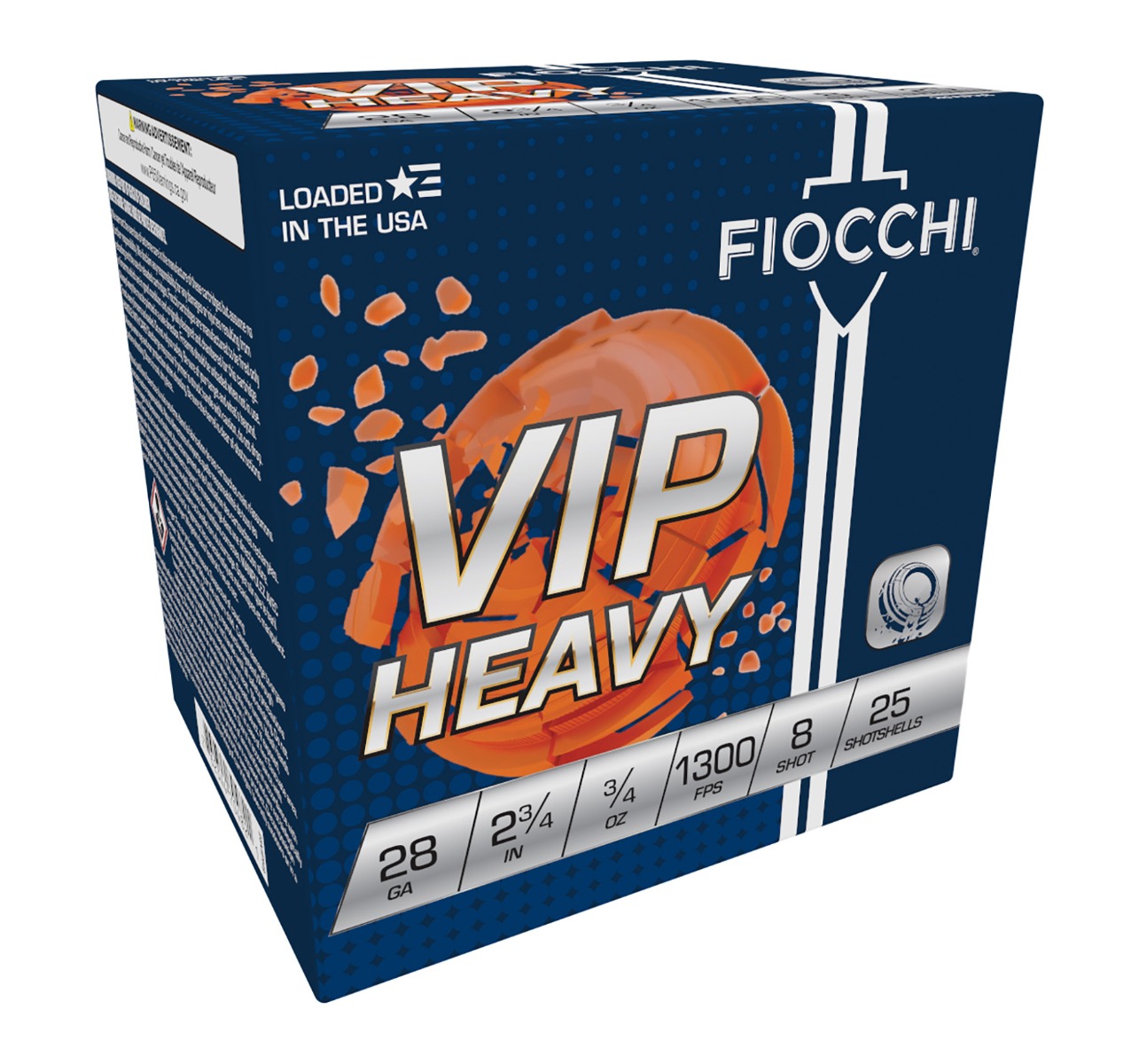 Fiocchi VIP Heavy 28 Gauge 2.75" .75oz #8 Shotshell, 25rds - 28VIPH8 - Fiocchi