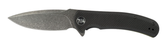 704 Gear Urban Ranger EDC Folding Pocket Knife  FS 3.74" Blade, Black w/ Damascus Steel - 704 Gear