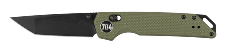 704 Gear Fang EDC 3.22" Tanto Blade Folding Pocket Knife w/ Crossbar Lock, Olive Drab Green - 704 Gear