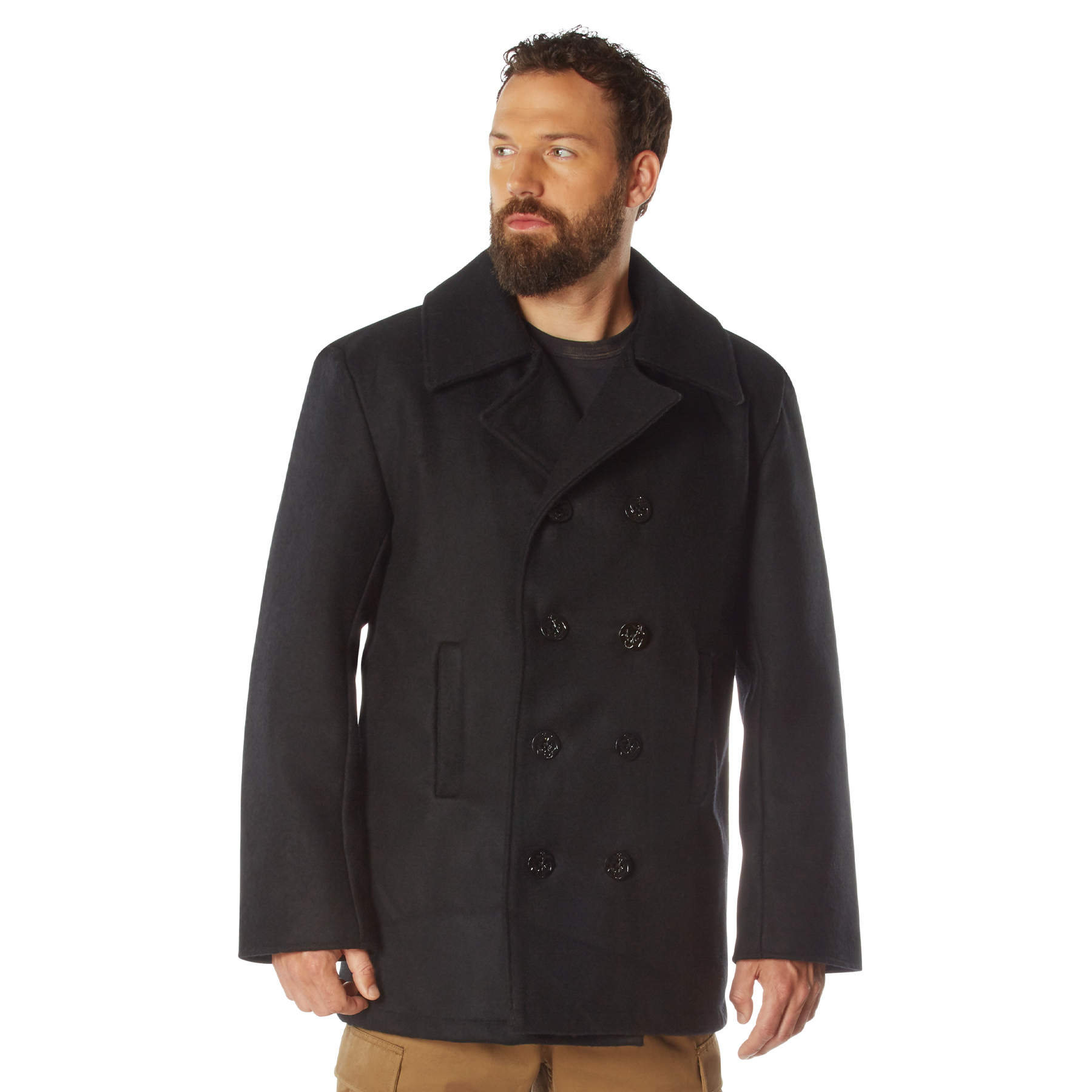 Rothco Rothco Wool Pea Coat - Black, Medium