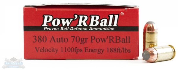 Glaser Pow'rBall 380 Auto/ACP 70gr Ammunition 20rds - pb38070/20 - Corbon