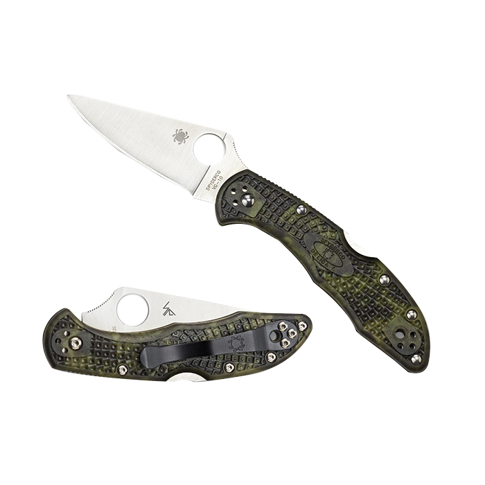 Spyderco Zome Delica 4 Lightweight Folding Knife Drop Point Green - Durable, Lightweight and Reliable Handle - C11ZFPGR - Spyderco