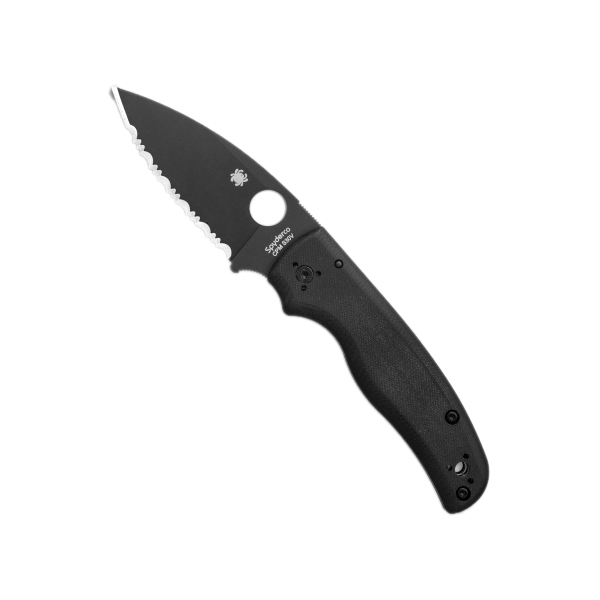 Spyderco Shaman Folding Knife Drop Point Black Plain Edge - Smooth Action, Secure Locking, Perfect for EDC and Tactical Tasks - C229GSBK - Spyderco