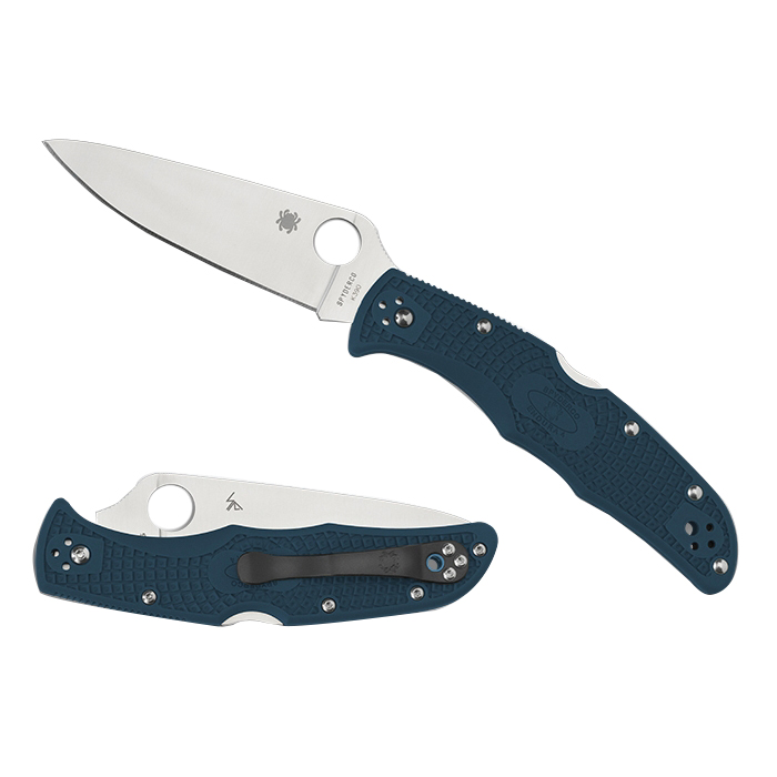 Spyderco Endura 4 Folding Knife Drop Point Blue - Versatile, Durable, Lightweight and Reliable Handle - C10FPK390 - Spyderco