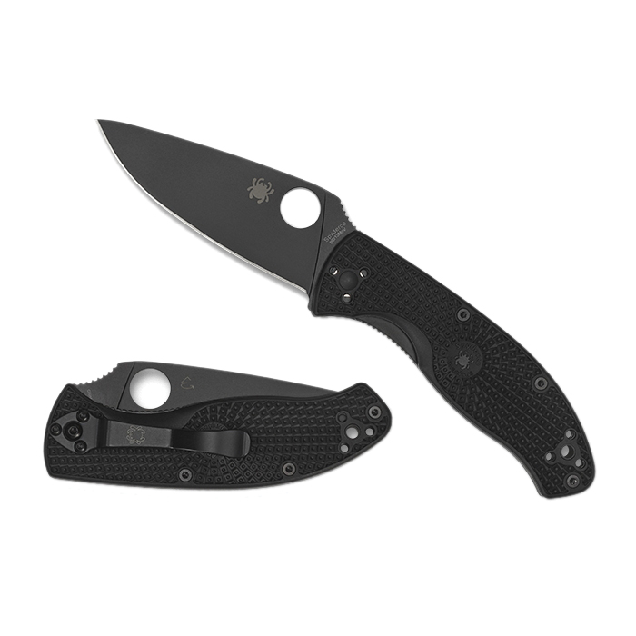 Spyderco Tenacious Lightweight Folding Knife, Drop Point, Black, Plain Edge - Durable Blade, Smooth Operation - C122PBBK - Spyderco
