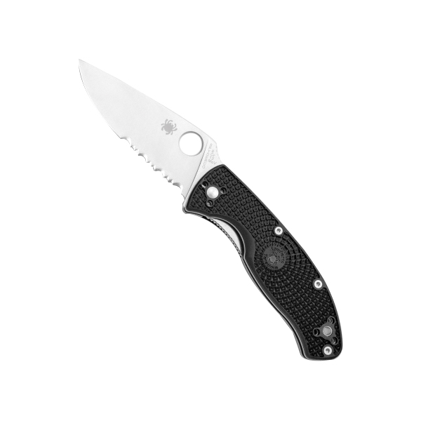 Spyderco Tenacious Lightweight Folding Knife Drop Point Black Combination Edge - Reliable, Durable, Lightweight and Reliable Handle - C122PSBK - Spyderco