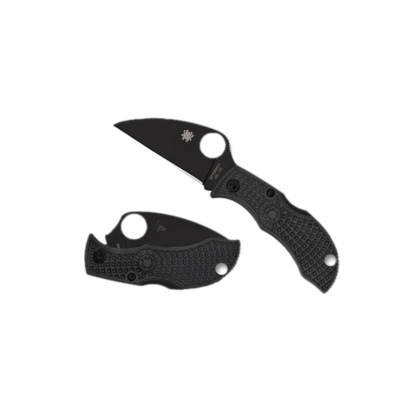 Spyderco Manbug Folding Knife Wharncliffe Black Plain Edge - Compact Blade, Durable, Lightweight and Reliable Handle - MBKWPBK - Spyderco
