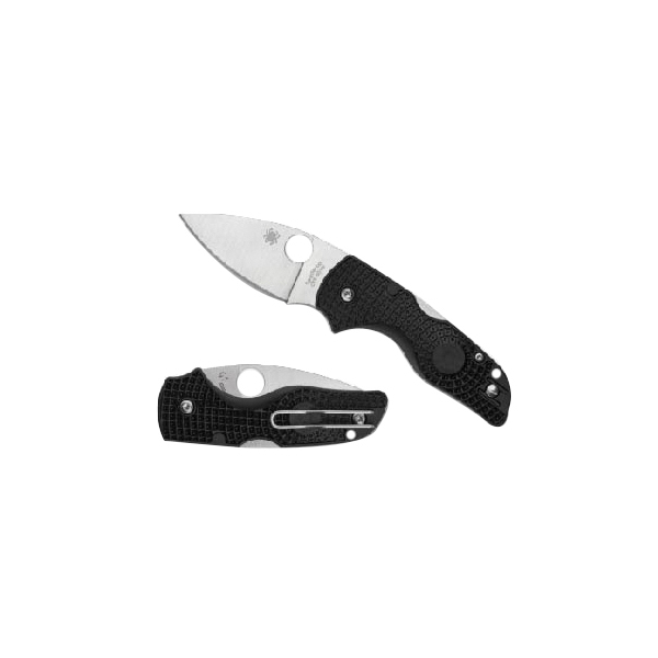 Spyderco Lil Native Lightweight Folding Knife Drop Point Black Plain Edge - Secure Lock, Perfect for EDC - C230PBK - Spyderco