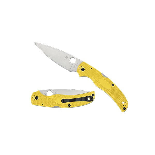 Spyderco Native Chief Lightweight Salt Folding Knife Drop Point Yellow Plain Edge - Corrosion-Resistant Blade - C244PYL - Spyderco