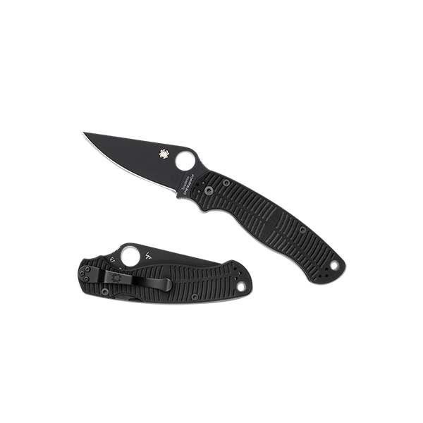 Spyderco Para Military 2 Salt Folding Knife Clip Point Black - Durable, Lightweight and Reliable Handle - C81GMCBKP2 - Spyderco