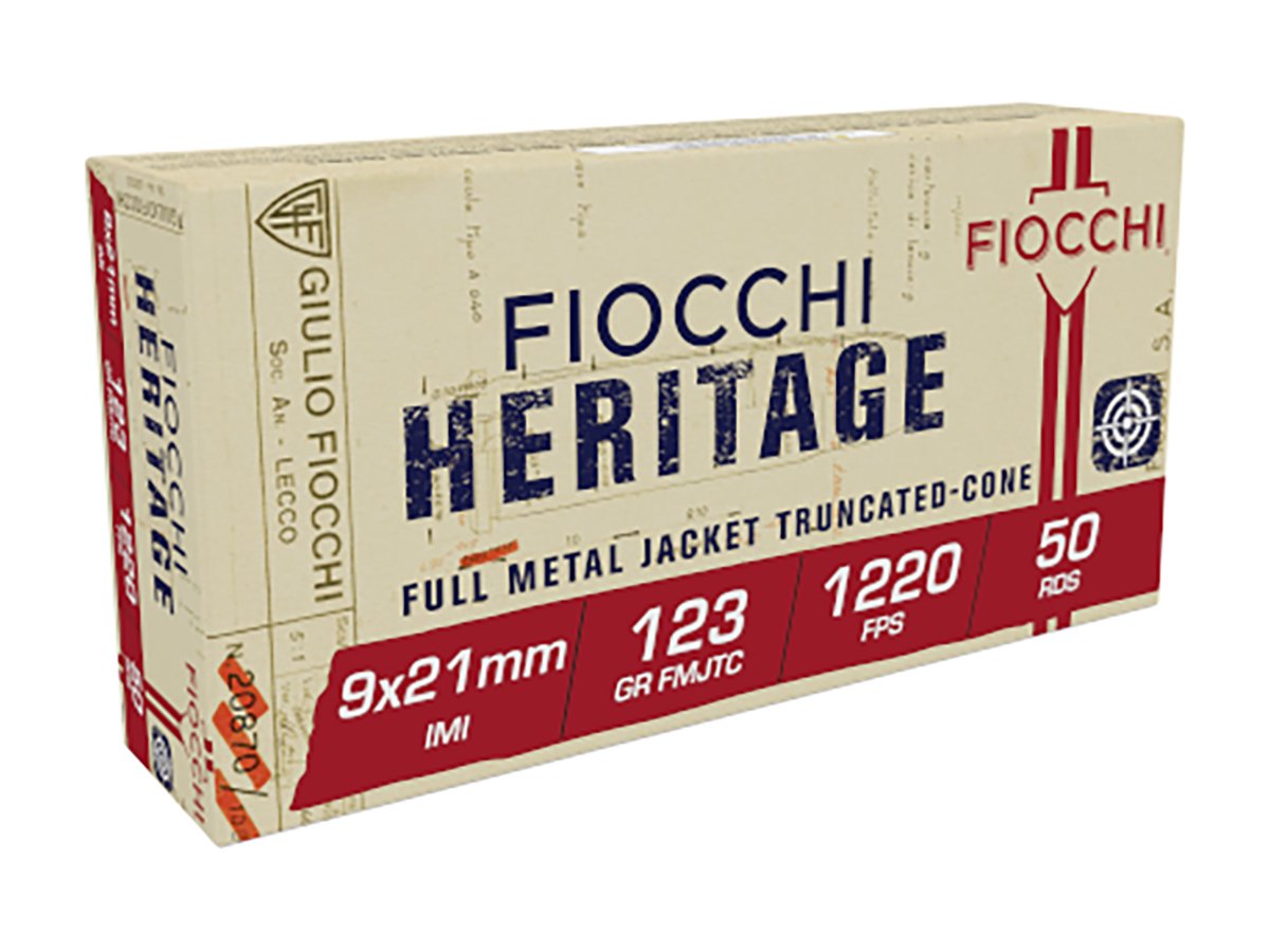 Fiocchi Heritage 9x21mm IMI 123gr FMJTC Ammo, 50rds - 9X21 IMI - Fiocchi