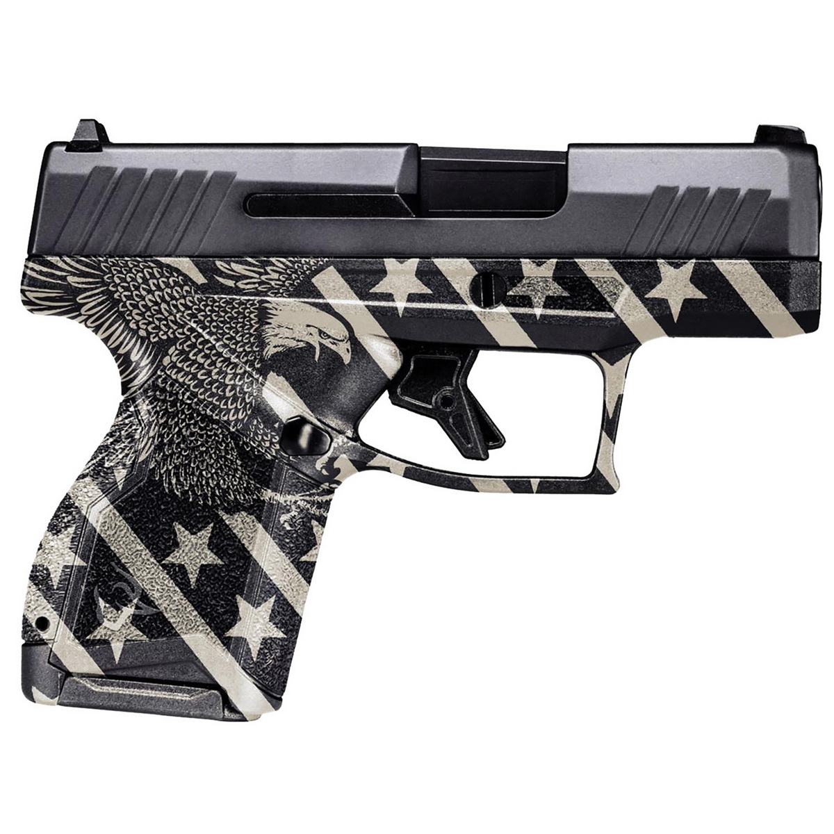 Taurus GX4 9mm 3.06" Compact Pistol 10rds, Black/White Eagle Flag - Distinctive and Reliable - 1-GX4M93110EN6 - Taurus