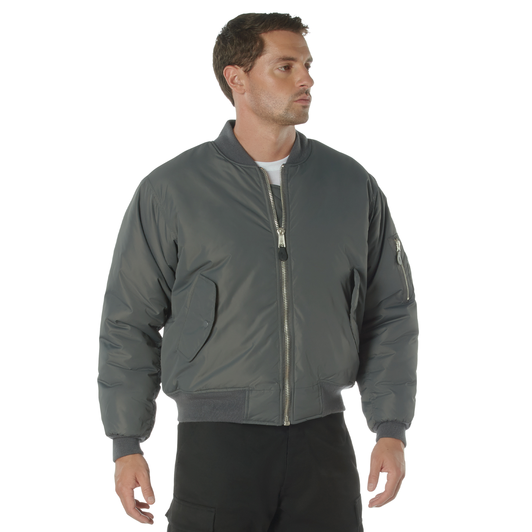 Rothco Rothco Enhanced Nylon Ma-1 Flight Jacket - Gunmetal Grey, Small